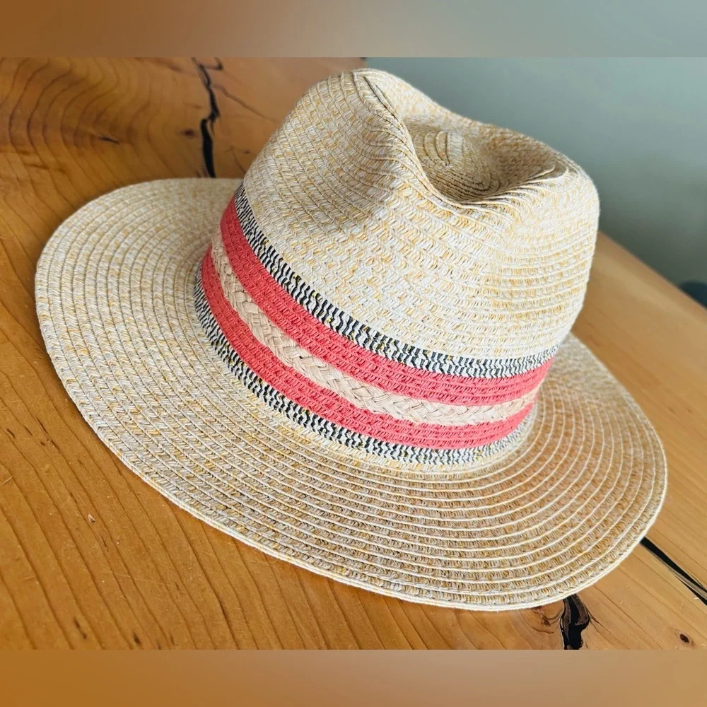 Pretty Simple Straw Hat with Pink and Black Bands